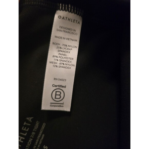 Athleta Salutation 7/8 Small Black Navy Mesh Cutout Leggings w/ Pockets - Picture 7 of 10